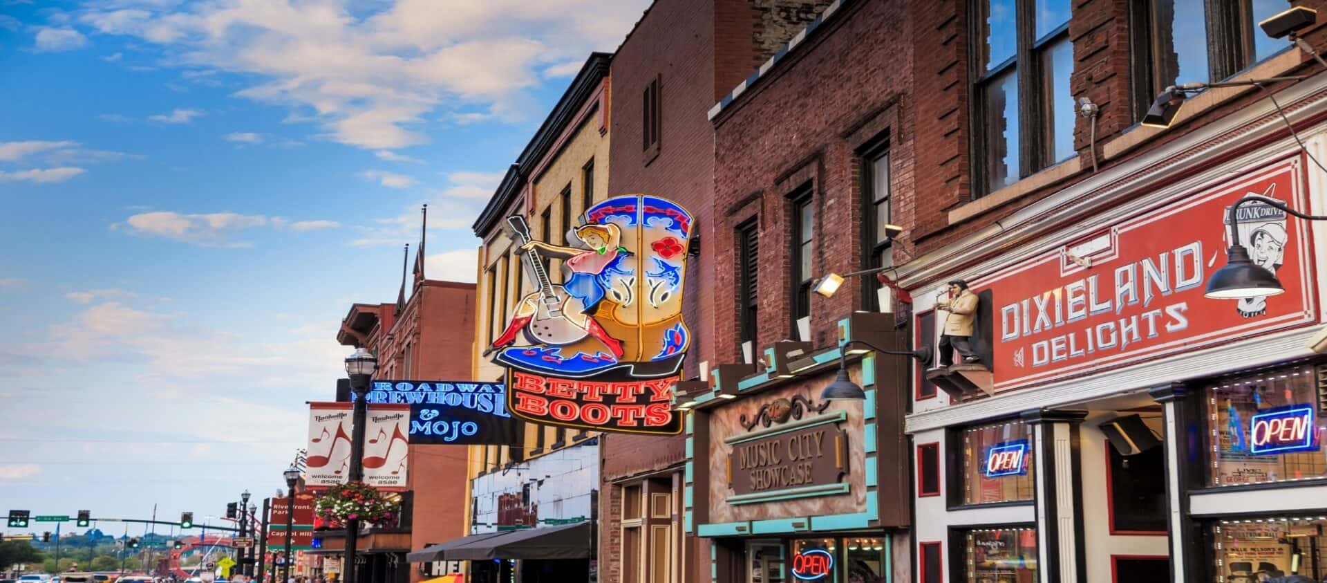 Downtown lights of Broadway Nashville Tennessee